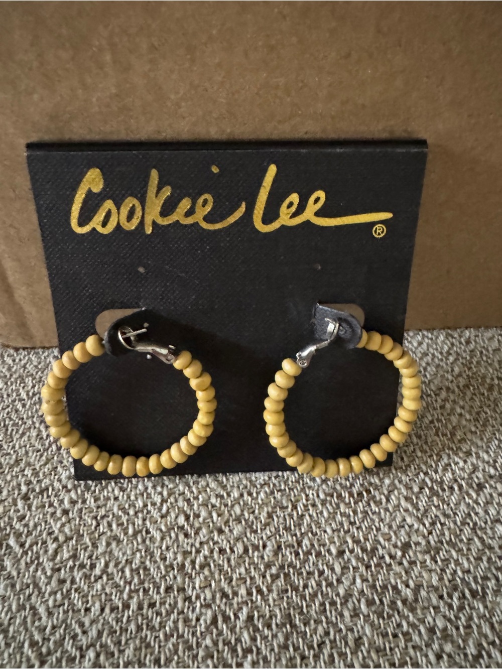 Cookie Lee Yellow Beaded Hoop Earrings